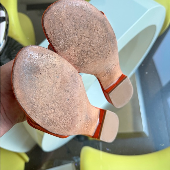 Kate Spade Slides Slip On Sandals Orange Gold Accents Sz 7.5 - Picture 7 of 8